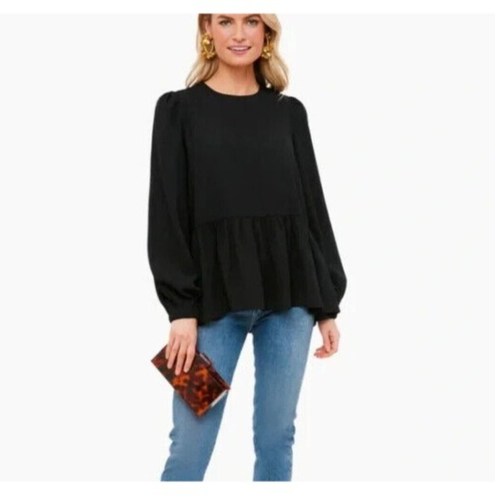 Pomander Place by Tuckernuck Black Carlota Blouse sz XS NWT Peplum Top